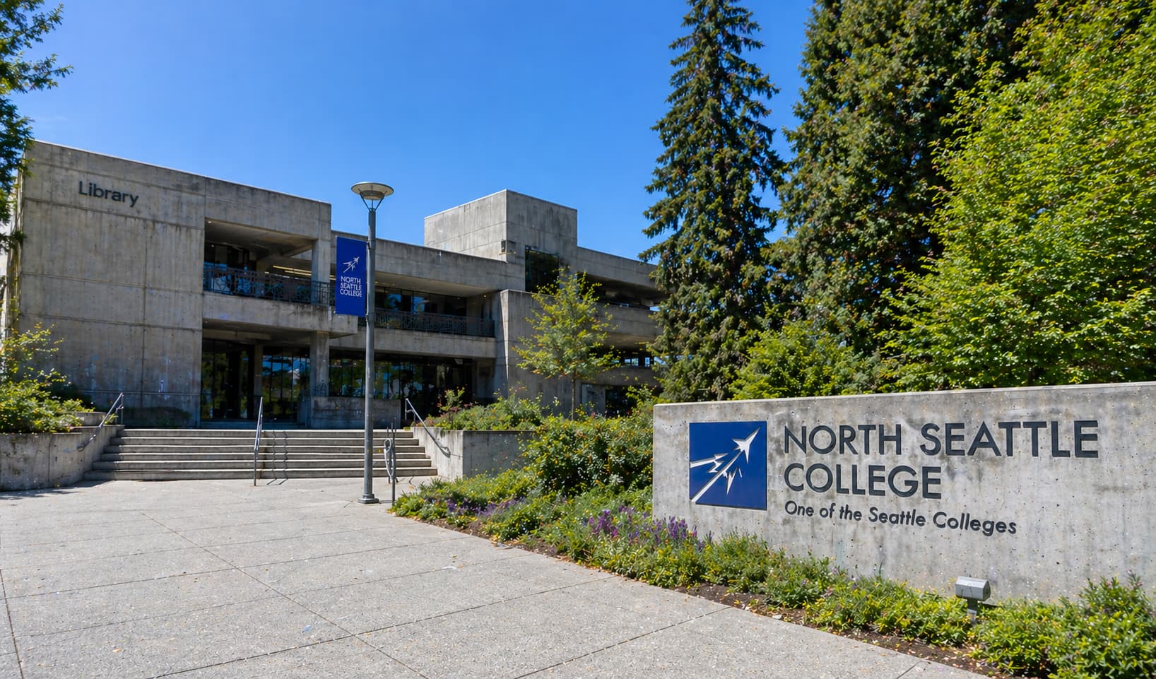 North Seattle College Library / College Center 周辺をイメージしたキャンパス風景