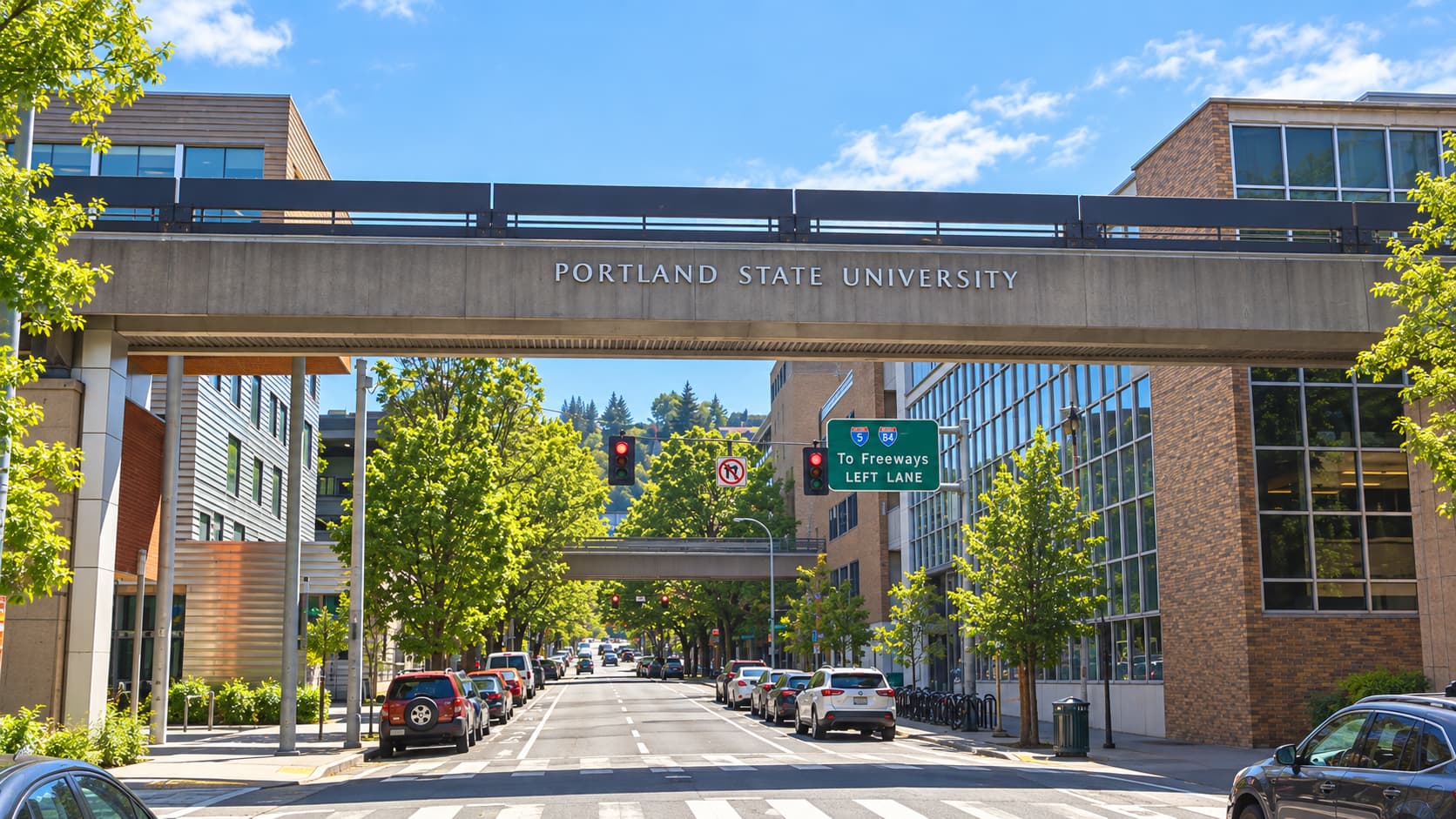 オレゴン州ポートランド中心部に広がる Portland State University のキャンパス