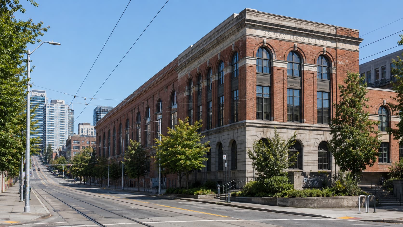 Seattle Central College の Broadway キャンパス周辺をイメージしたシアトル中心部の風景